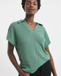 Popcorn Yarn Collared Top
