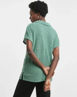 Popcorn Yarn Collared Top
