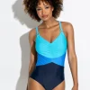 Pour Moi Brighton V Neck Tummy Control Swimsuit Aqua Tropic