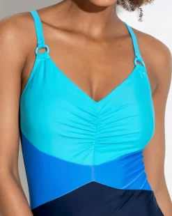 Pour Moi Brighton V Neck Tummy Control Swimsuit Aqua Tropic