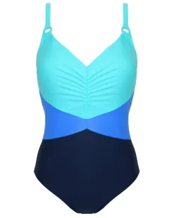 Pour Moi Brighton V Neck Tummy Control Swimsuit Aqua Tropic