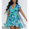 Pour Moi Free Spirit Frill Wrap Beachdress Aqua Tropic