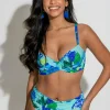 Pour Moi Free Spirit Wired Twist Front Lightly Pad Bikini Top Aqua Tropic