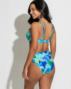 Pour Moi Free Spirit Wired Twist Front Lightly Pad Bikini Top Aqua Tropic