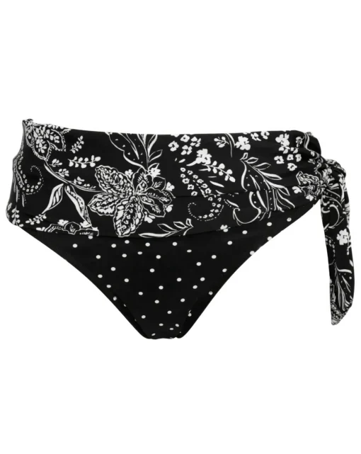 Pour Moi Getaway Foldover Tie Bikini Brief Black/White