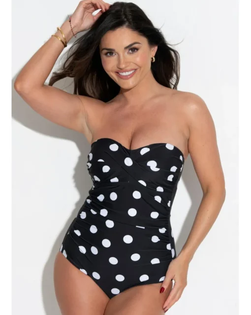 Pour Moi Santa Monica Tummy Control Strapless Swimsuit Black/White