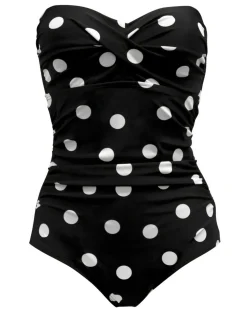 Pour Moi Santa Monica Tummy Control Strapless Swimsuit Black/White