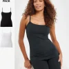 Pretty Secrets 2 Pack Cotton Rich Support Vest White/Black
