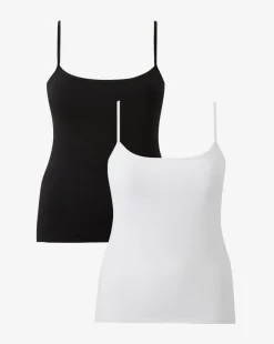Pretty Secrets 2 Pack Cotton Rich Support Vest White/Black