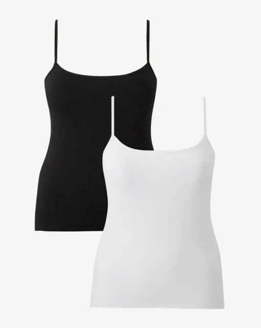 Pretty Secrets 2 Pack Cotton Rich Support Vest White/Black