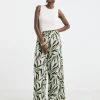 Printed Crinkle Wide Leg Trouser