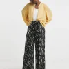 Printed Crinkle Wide Leg Trouser