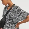 Printed Plisse Square Neck Top