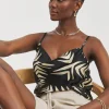 Printed Satin Cowl Neck Strappy Cami