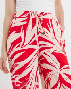 Printed Spun Viscose Cropped Wide Leg Culotte