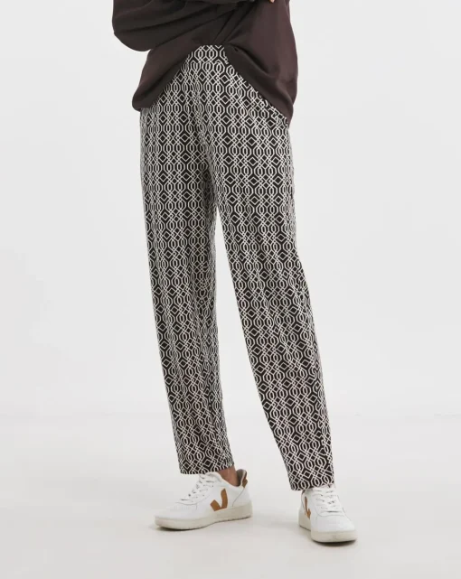 Printed Tapered Leg Jersey Trouser
