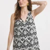 Printed V Neck Woven Vest