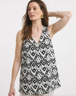 Printed V Neck Woven Vest