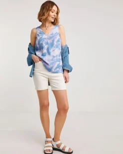 Printed V Neck Woven Vest
