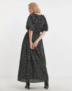 Puff Sleeve Cotton Maxi Dress