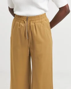 Pull On Wide Leg Zip Detail Trousers