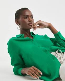 Pure Cotton Textured Relaxed Long Sleeve Shirt