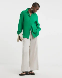 Pure Cotton Textured Relaxed Long Sleeve Shirt