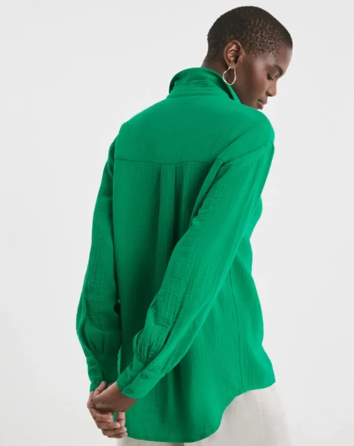 Pure Cotton Textured Relaxed Long Sleeve Shirt