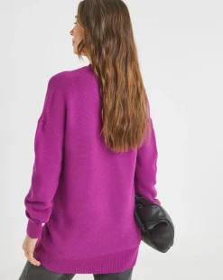 Purple V Neck Curved Hem Tunic