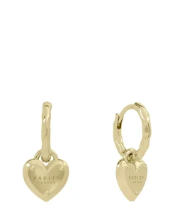 Radley 18ct Gold Plated Padlock Heart Charm Hoop Earrings