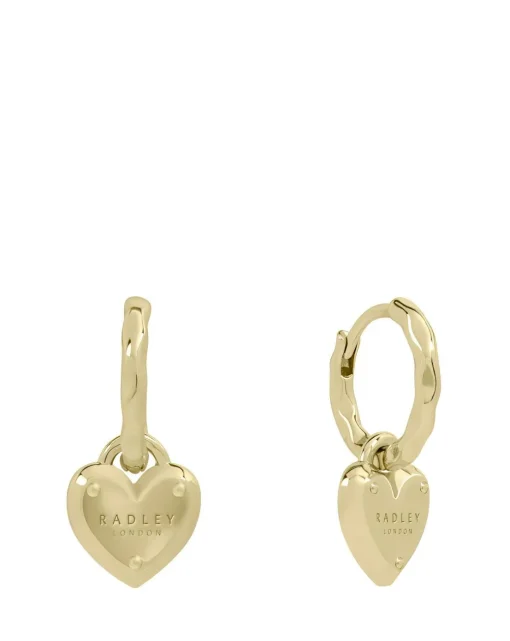 Radley 18ct Gold Plated Padlock Heart Charm Hoop Earrings