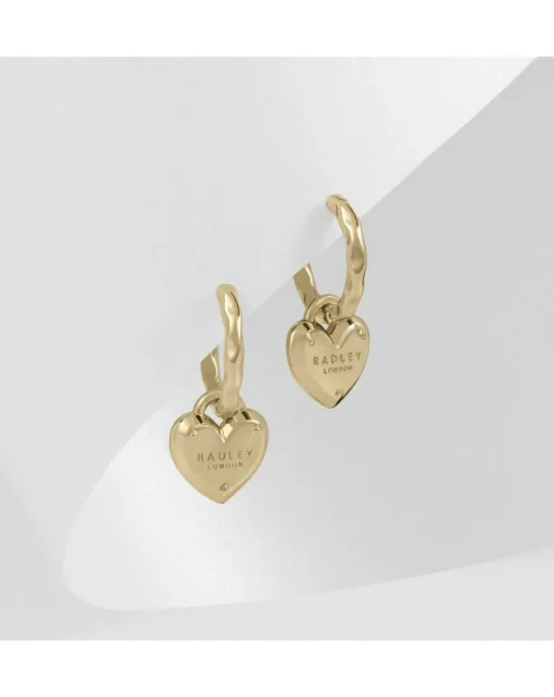 Radley 18ct Gold Plated Padlock Heart Charm Hoop Earrings