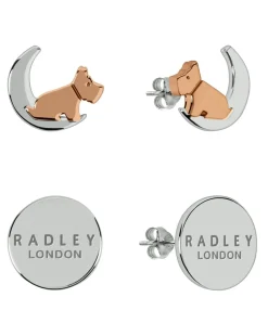 Radley Ladies 18ct Rose Gold and Silver Plated Moon and Stars Twin Pack Earrings