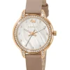 Radley Rose Gold Plated Stone Set Mother of Pearl Pink Leather Strap Watch
