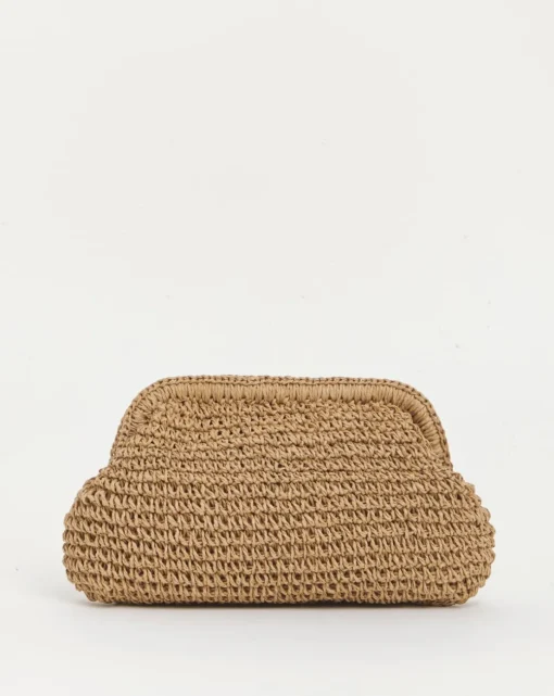 Raffia Star Studded Clutch Bag