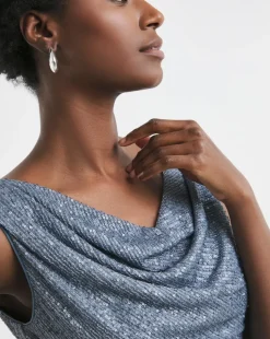 Reversible Pale Blue Cowl Neck Sequin Vest