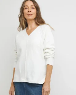 Ribbed Detail V Neck Jumper