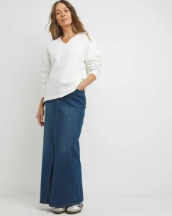 Ribbed Detail V Neck Jumper