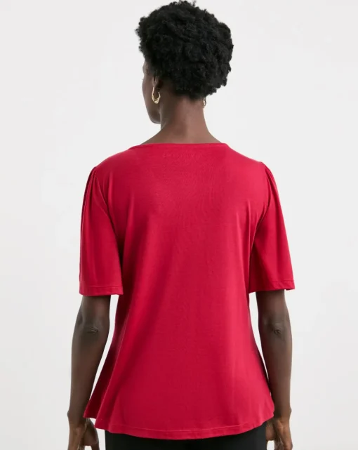 Rose Pink V Neck Angel Sleeve Top