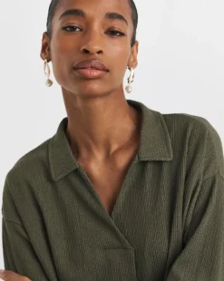 Sage Collared Pull On Longline Top