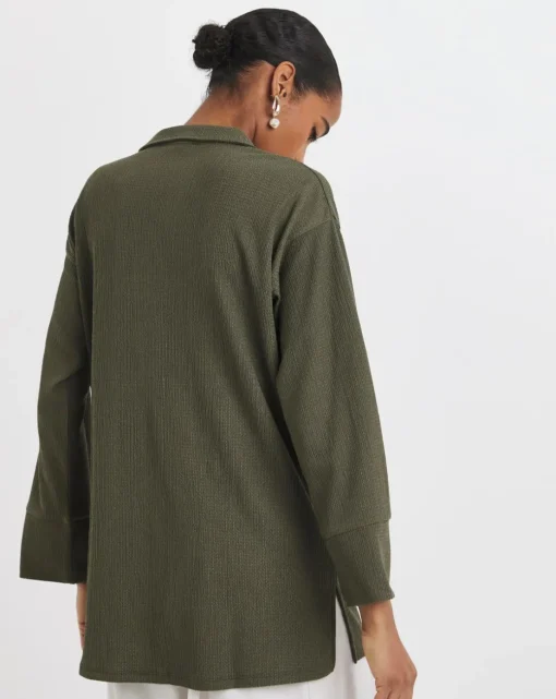 Sage Collared Pull On Longline Top