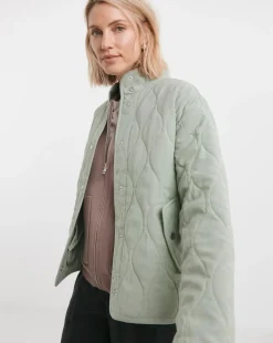 Sage Washed Quilted Short Jacket