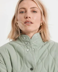 Sage Washed Quilted Short Jacket