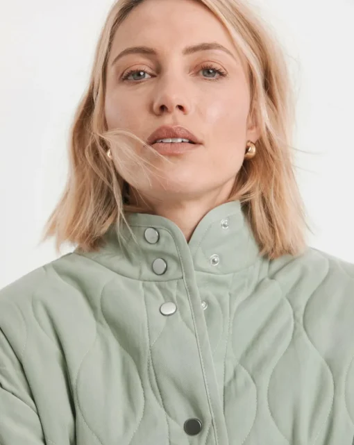 Sage Washed Quilted Short Jacket