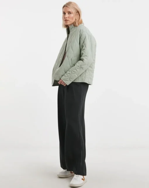 Sage Washed Quilted Short Jacket
