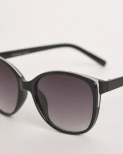 Sarah Black Wide Frame Sunglasses