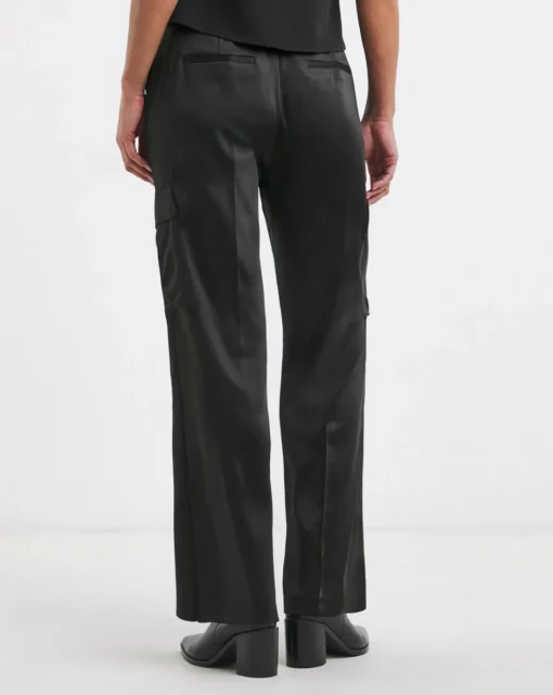 Satin Cargo Straight Trousers