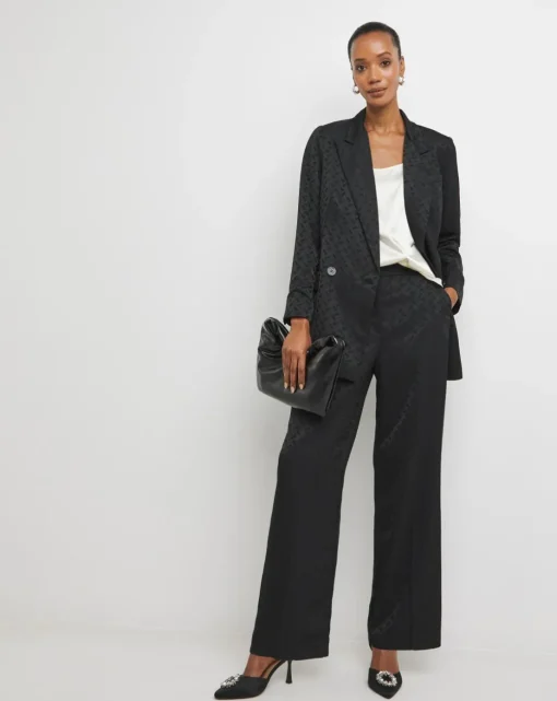 Satin Jacquard Double Breasted Blazer