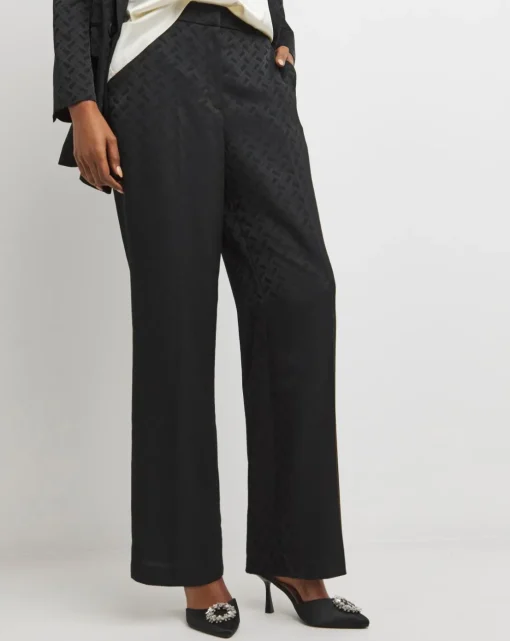 Satin Jacquard Wide Leg Trouser