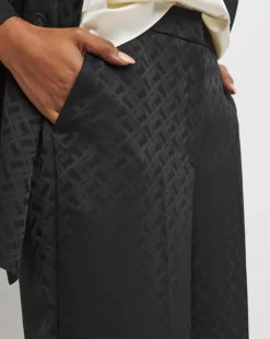 Satin Jacquard Wide Leg Trouser